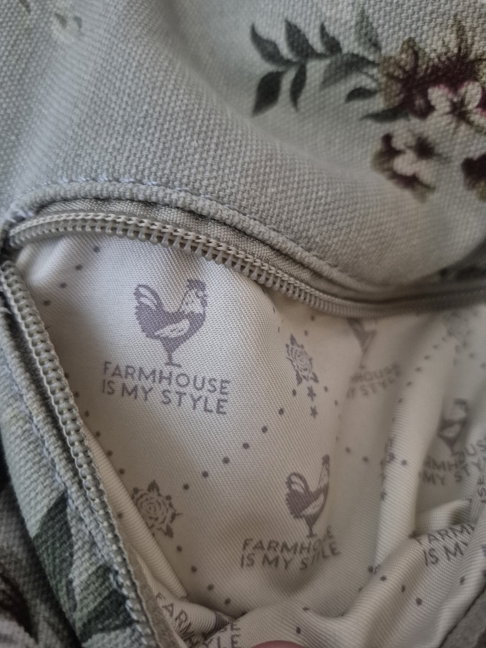 Farmhouse Is My Style Sage Green Floral Canvas Tote Bag Rope Handles - Picture 3 of 9